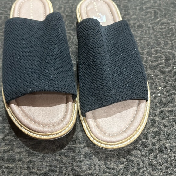 Kelly & Katie Sandal Womens Ari Slide Black Mesh Slip On Casual Open Toe - Picture 2 of 6